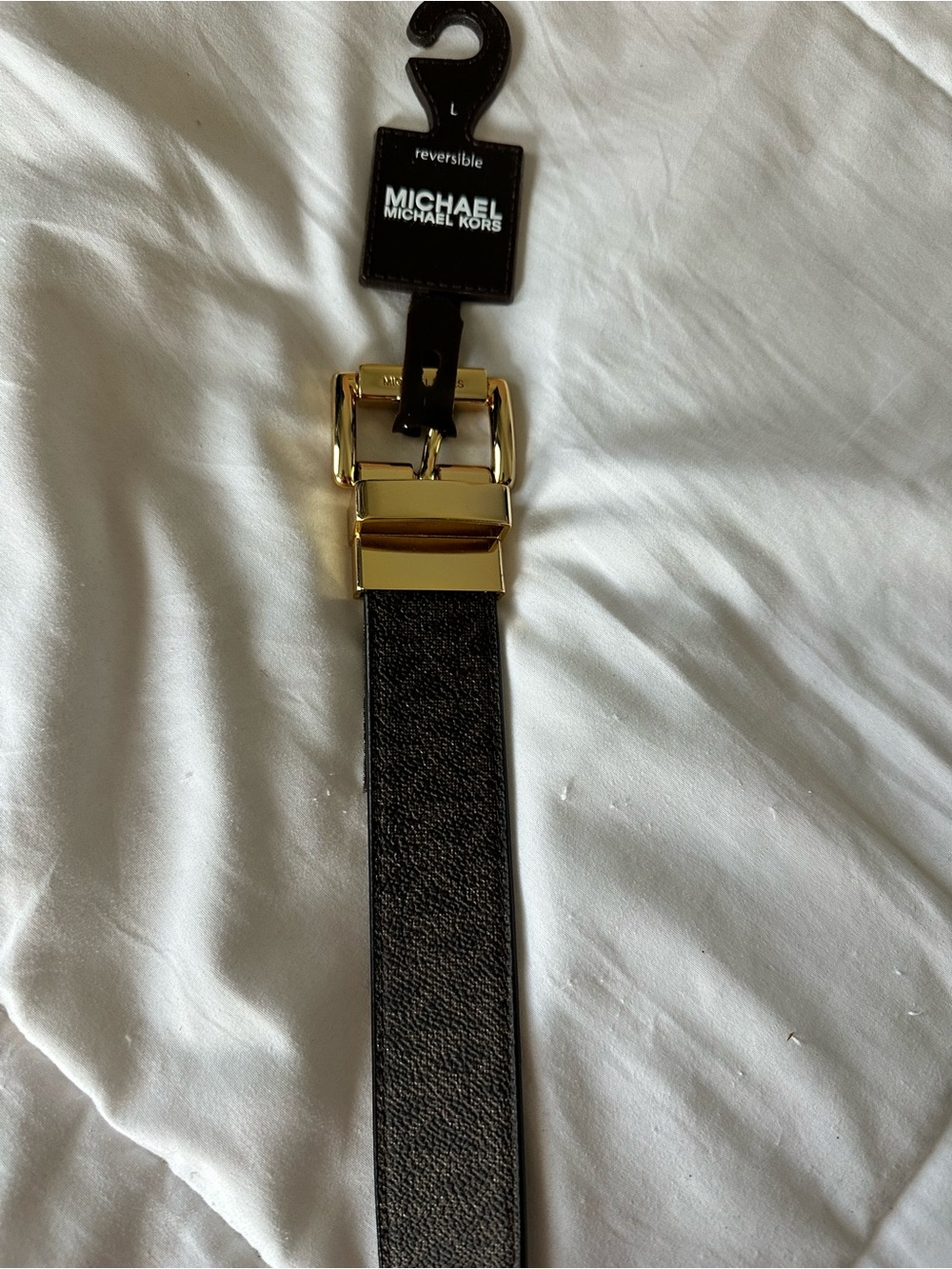 Michael Kors Brown Reversible Belt with Gold Buckle Hardware